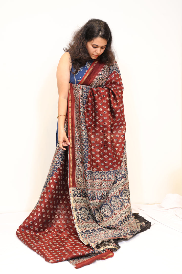 Exclusive Chanderi Silk Cotton Handblock Printed Saree