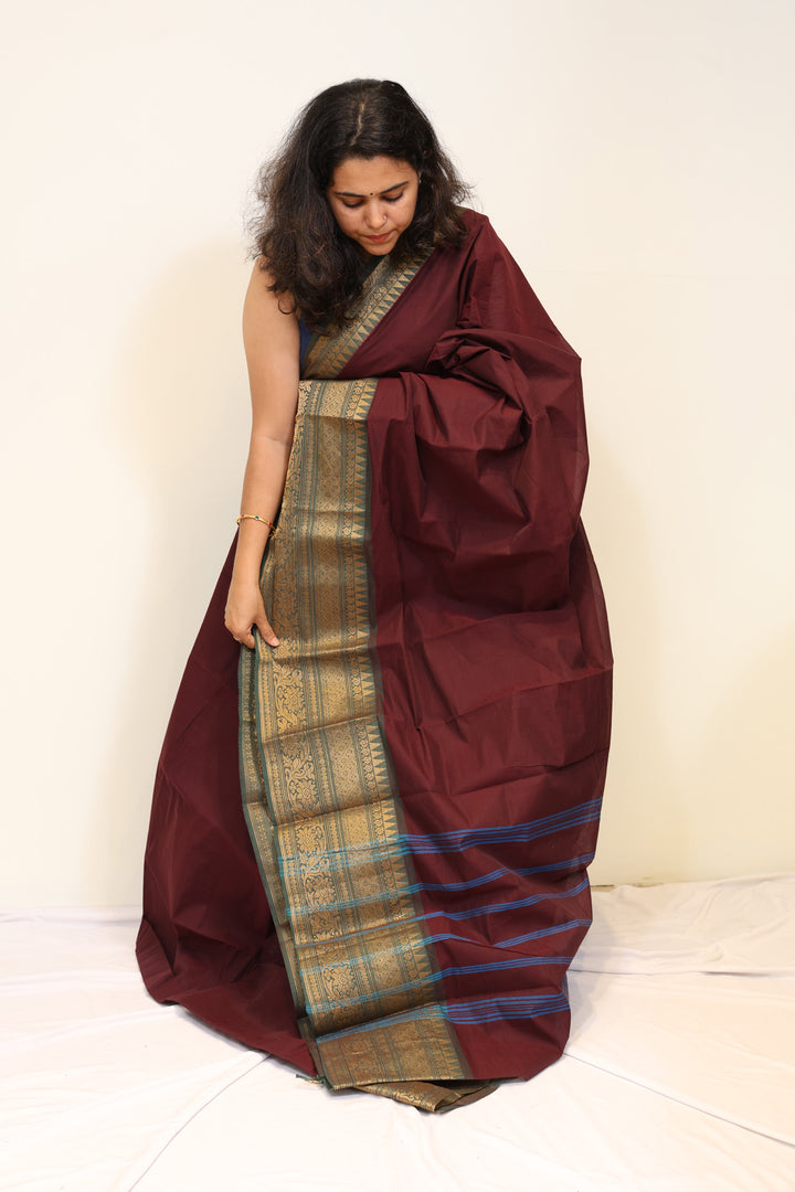 Maroon Kanchi Cotton Saree