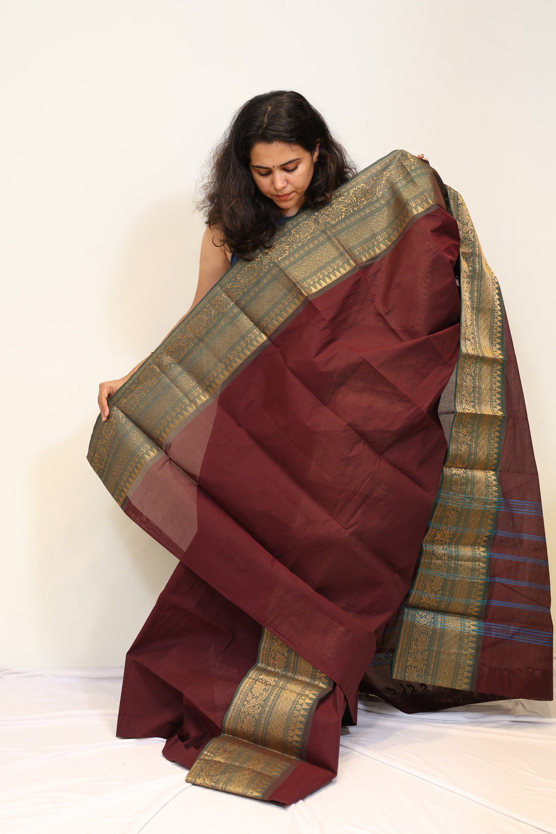 Maroon Kanchi Cotton Saree