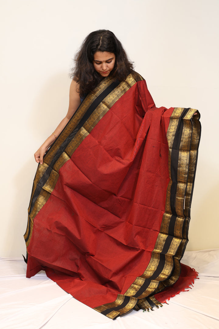 Red Kanchi Cotton Saree