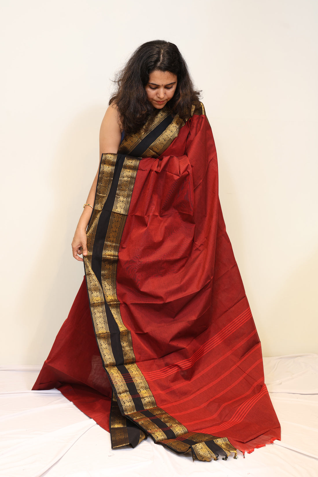 Red Kanchi Cotton Saree