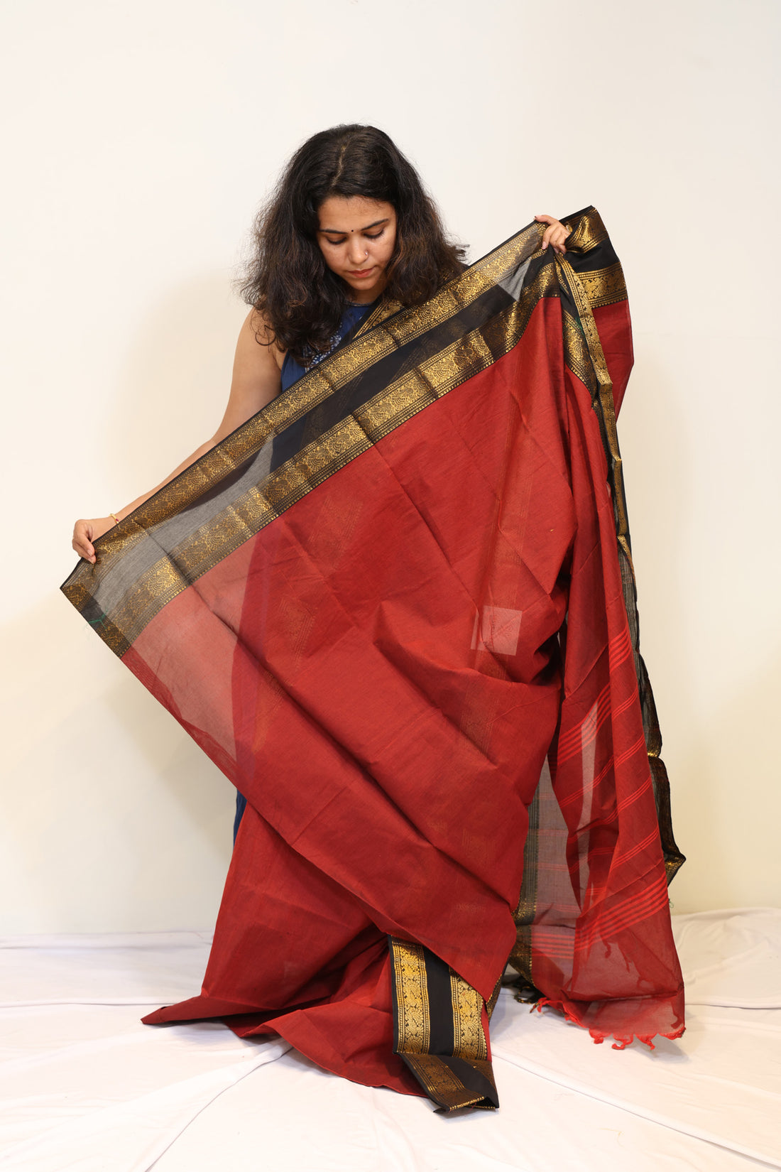 Red Kanchi Cotton Saree