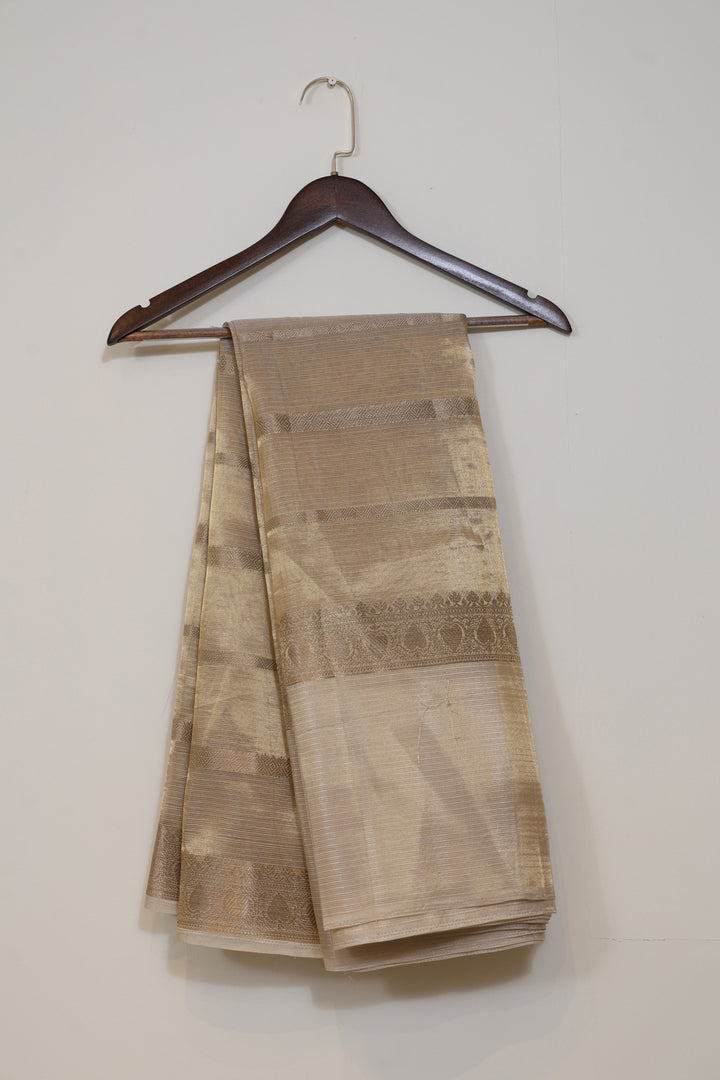 Golden Beige Organza Saree